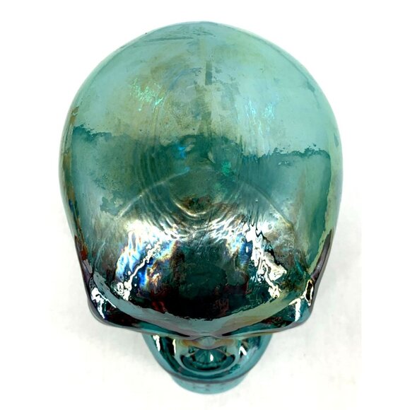 Iridescent Blue Glass Skull Life Size Mannequin Skeleton Head Display 7.5" Tall - Picture 5 of 6